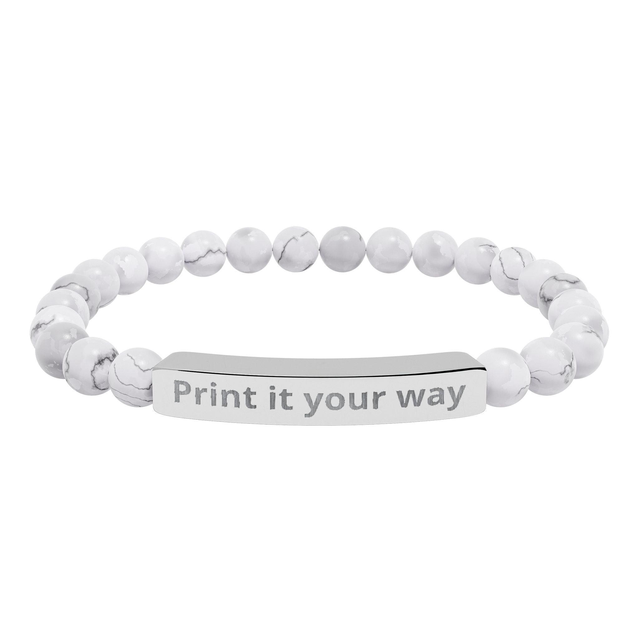 Natural Stone Stretch Bar Bracelet (Engraving)