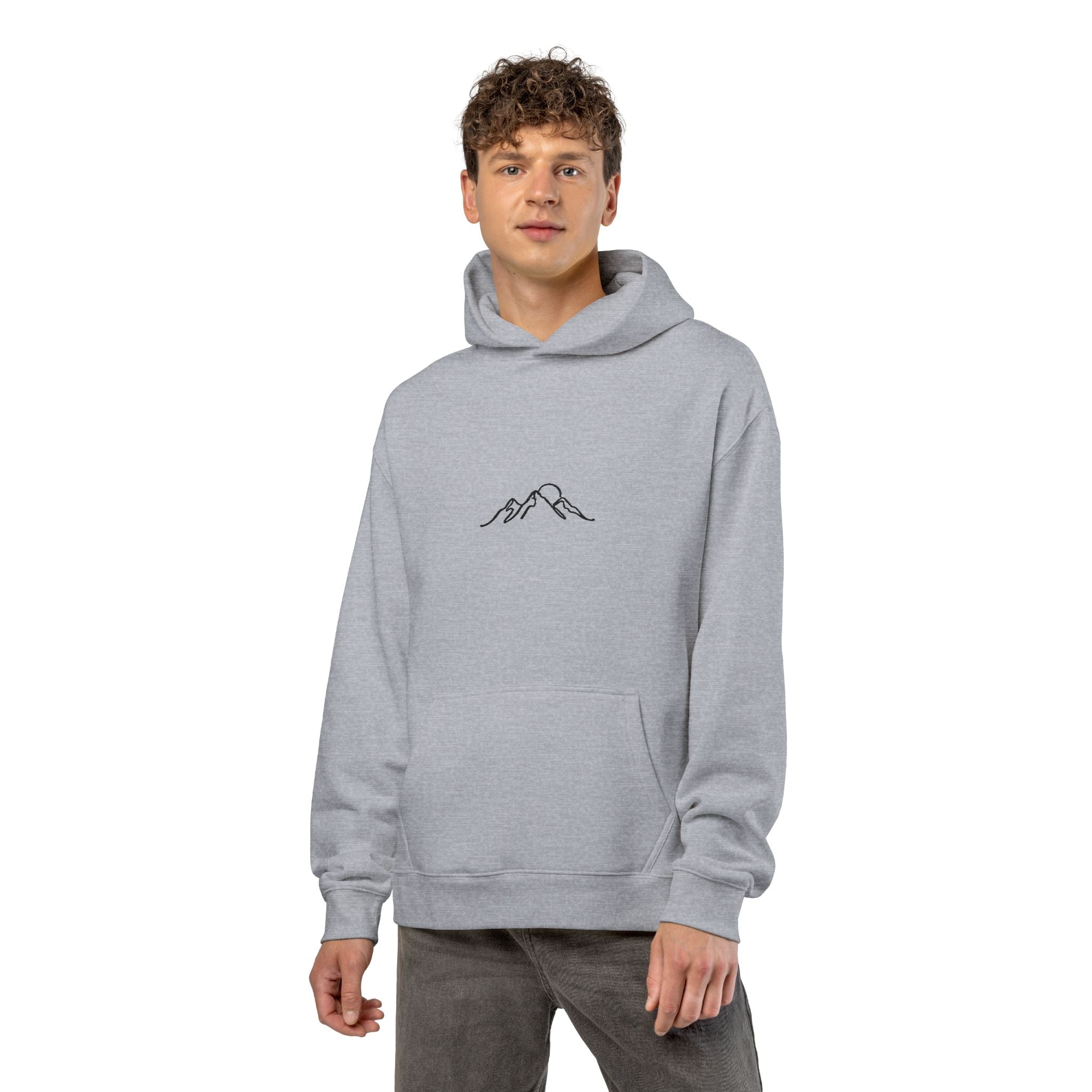 Minimalist Mountain Line Art Relaxed Hoodie