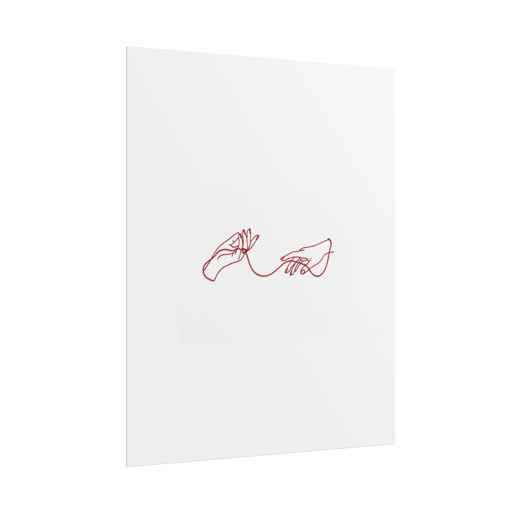 Red Thread of Fate Hands Line Art Poster