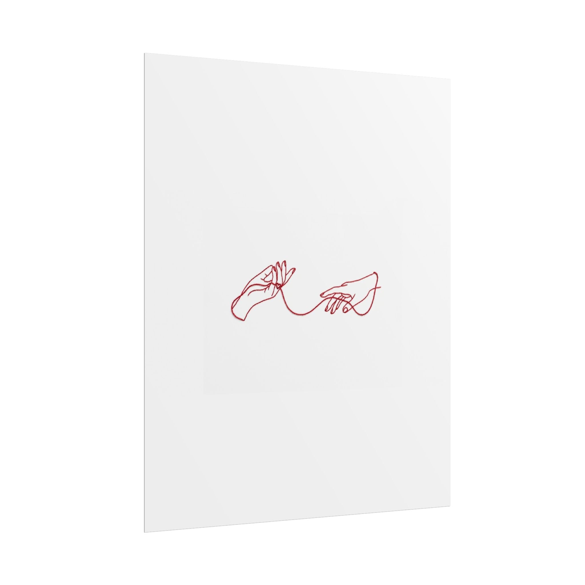 Red Thread of Fate Hands Line Art Poster