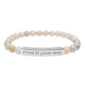Natural Stone Stretch Bar Bracelet (Engraving)