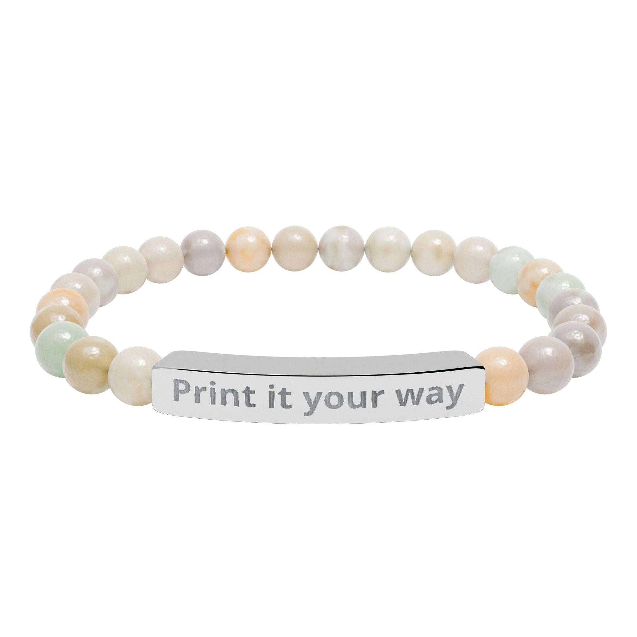 Natural Stone Stretch Bar Bracelet (Engraving)