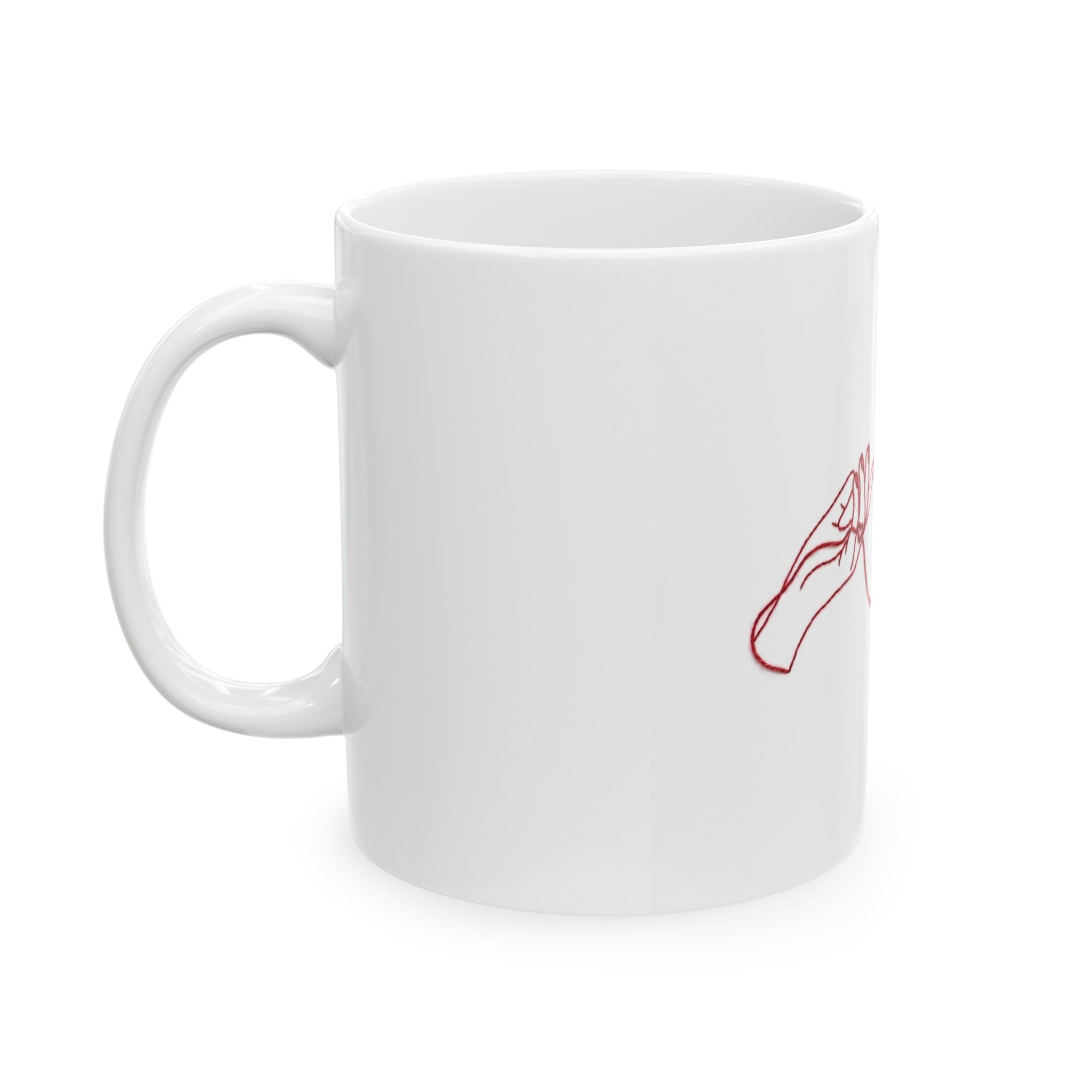 Red Thread of Fate Hands Ceramic Mug - Line Art Design
