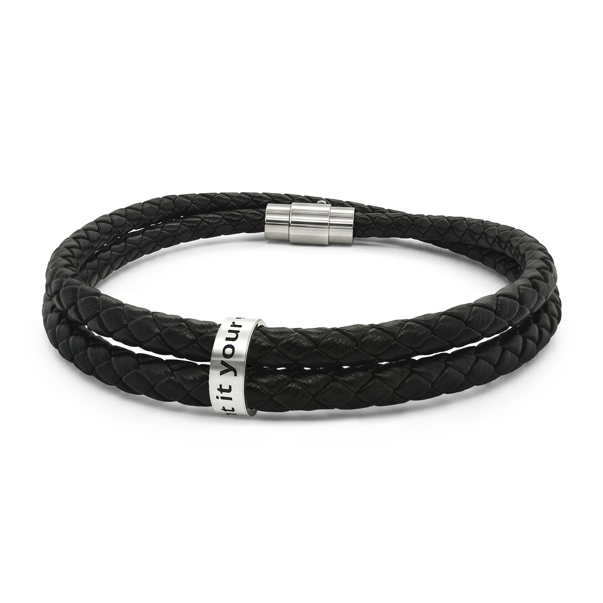 Leather Bracelet with Beads (Engraving)