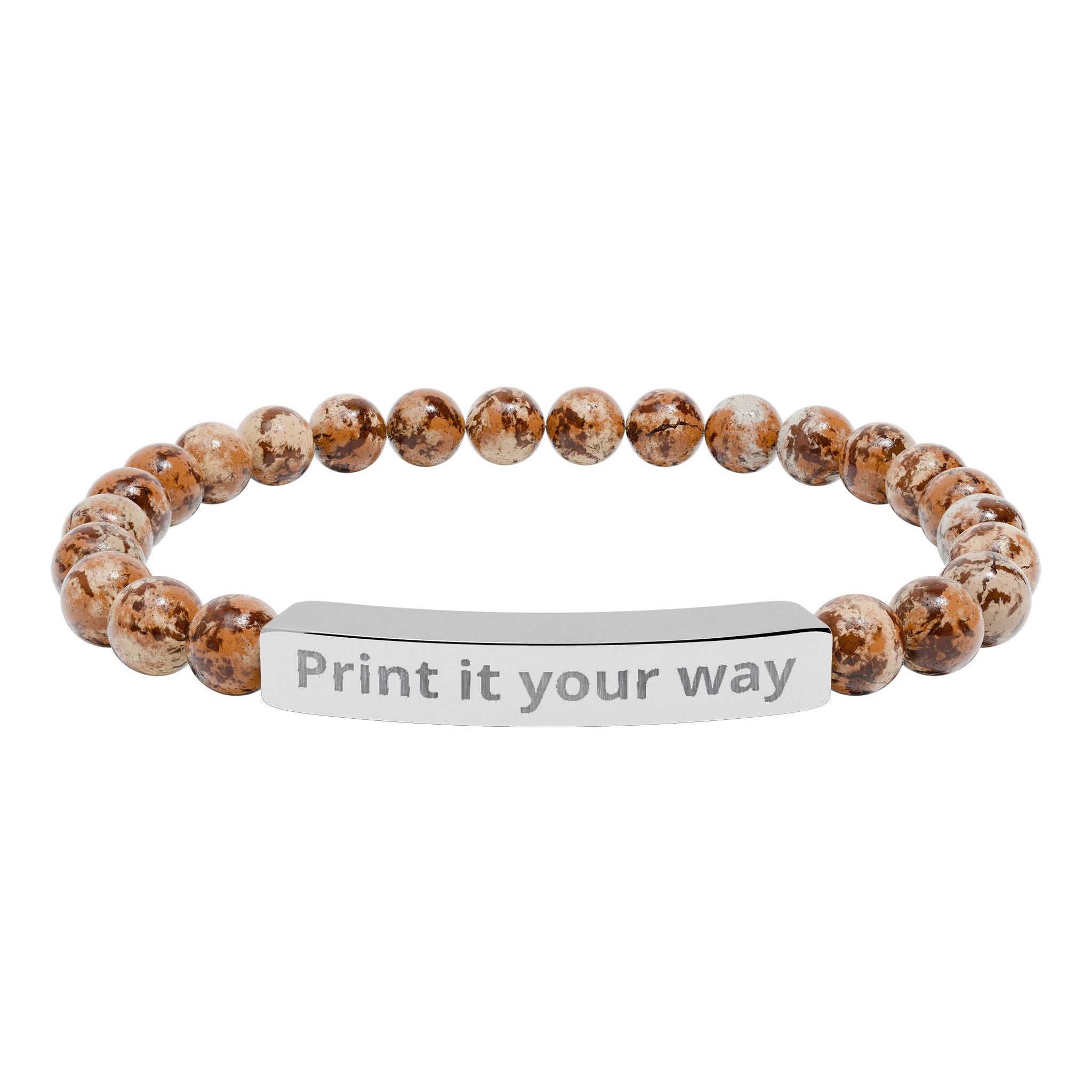 Natural Stone Stretch Bar Bracelet (Engraving)