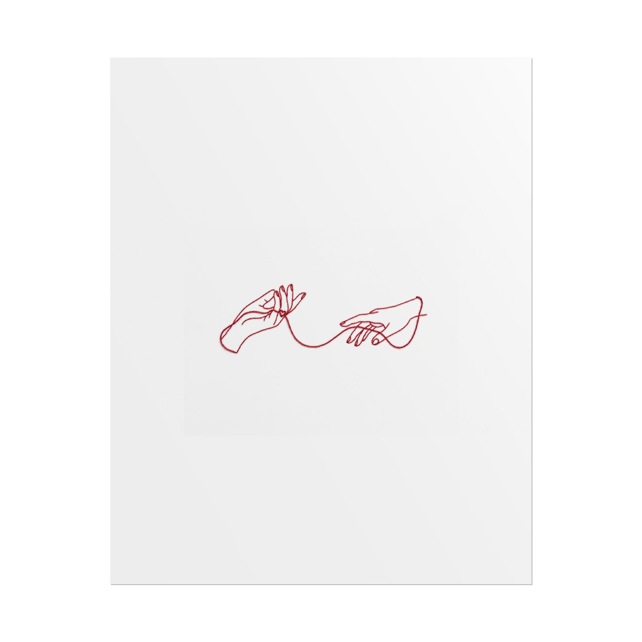 Red Thread of Fate Hands Line Art Poster