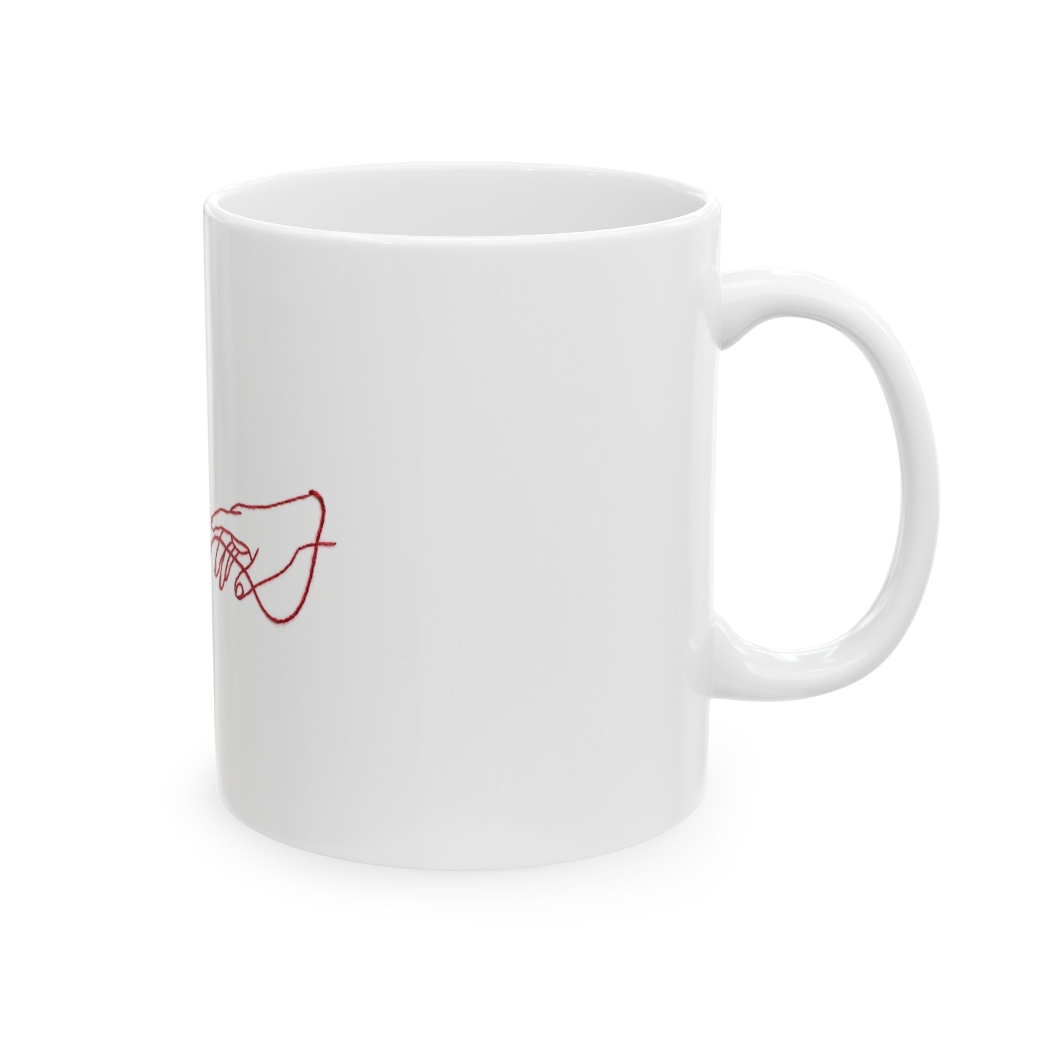 Red Thread of Fate Hands Ceramic Mug - Line Art Design